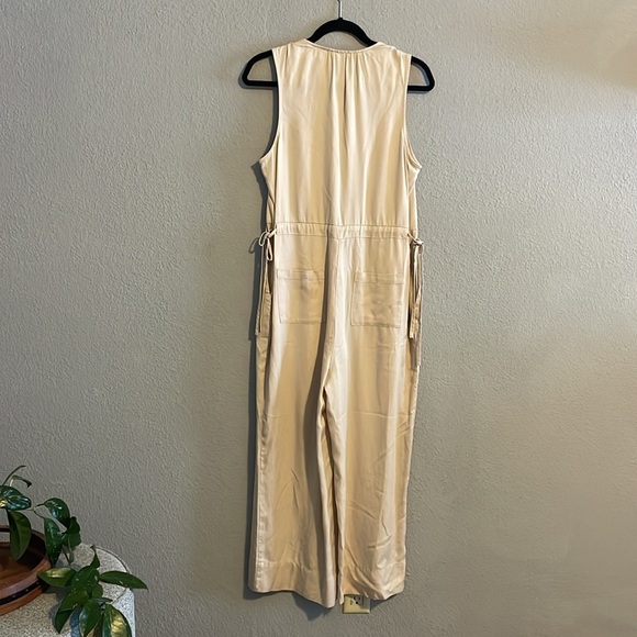 Marine Layer Katy Jumpsuit Womens M Cream Tan Wide Leg Minimalist Beach Boho - Picture 5 of 16